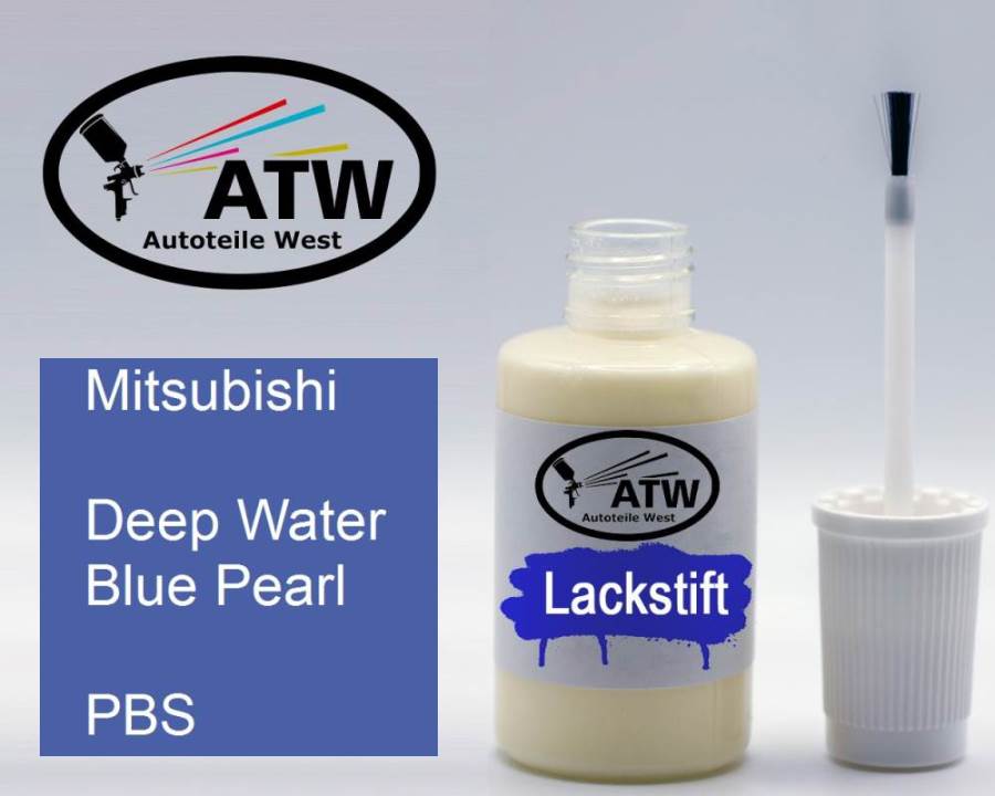 Mitsubishi, Deep Water Blue Pearl, PBS: 20ml Lackstift, von ATW Autoteile West.